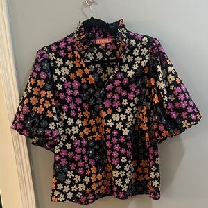 THML Women's Floral Blouse - Black, Pink, Orange
